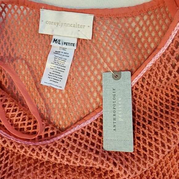 Corey Lynn Calter Coral Pineapple Cover-Up Dress with Slip Petite M/L - Picture 4 of 7